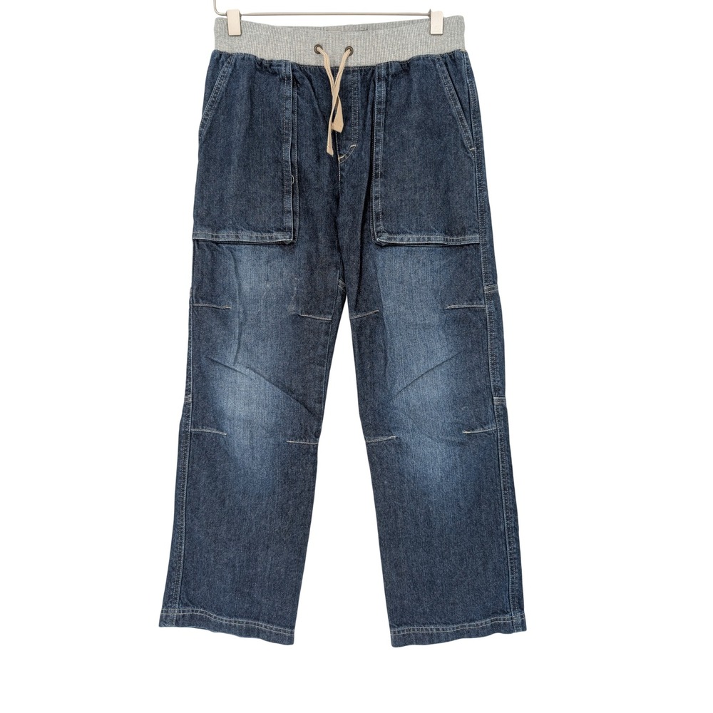 Mini Boden Cargo Jeans Kids 11Y Blue Elastic Waist Utility Straight Leg Y2K
